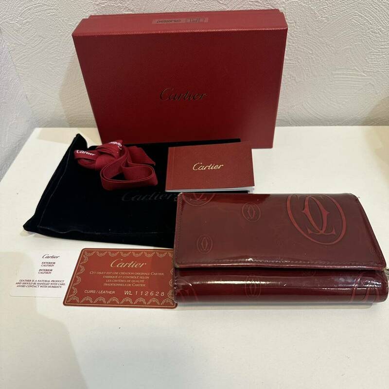 【ギャラ・袋・箱付き】カルティエ Cartier 2つ折り財布 ハッピーバースデー エナメル 財布