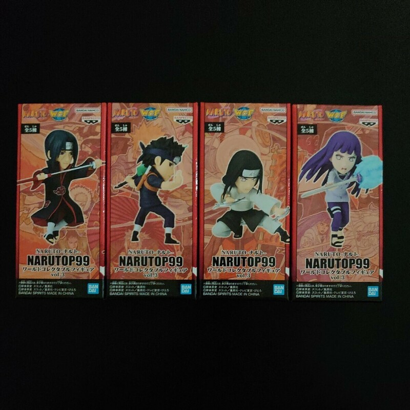 NARUTO ナルト NARUTOP99 ワールドコレクタブルフィギュア vol.3 うちはイタチ うちはシスイ 日向ネジ 日向ヒナタ ４種セット