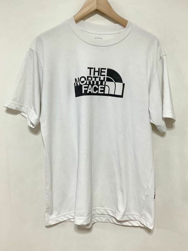 へ1398 THE NORTH FACE ノースフェイス メッシュ半袖Tシャツ L ホワイト ロゴプリント ドライ 速乾