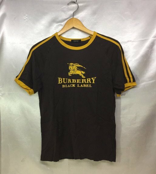 BURBERRY BLACK LABEL バーバリーブラックレーベル 立体ロゴTシャツ BMV43-230-57 サイズ：2 カラー：ブラウン/イエロー