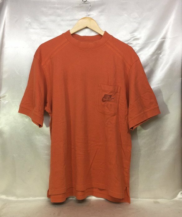 90s NIKE ナイキ 黒タグ オーバーサイズ ポケットロゴ刺繍 Tシャツ サイズ：M カラー：オレンジ 古着 ストリート
