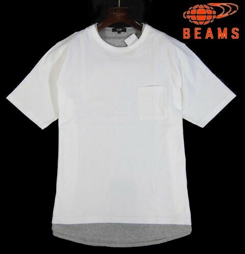 E日05435新品▼ ビームス BEAMS フェイクレイヤード 半袖カットソー 【 XL 】 半袖Tシャツ 重ね着 Tシャツ ホワイト系