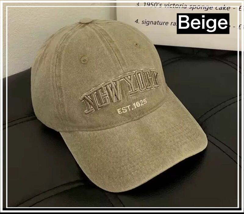 キャップ　帽子　ロゴ　フリーサイズ　ユニセックス　ベージュ