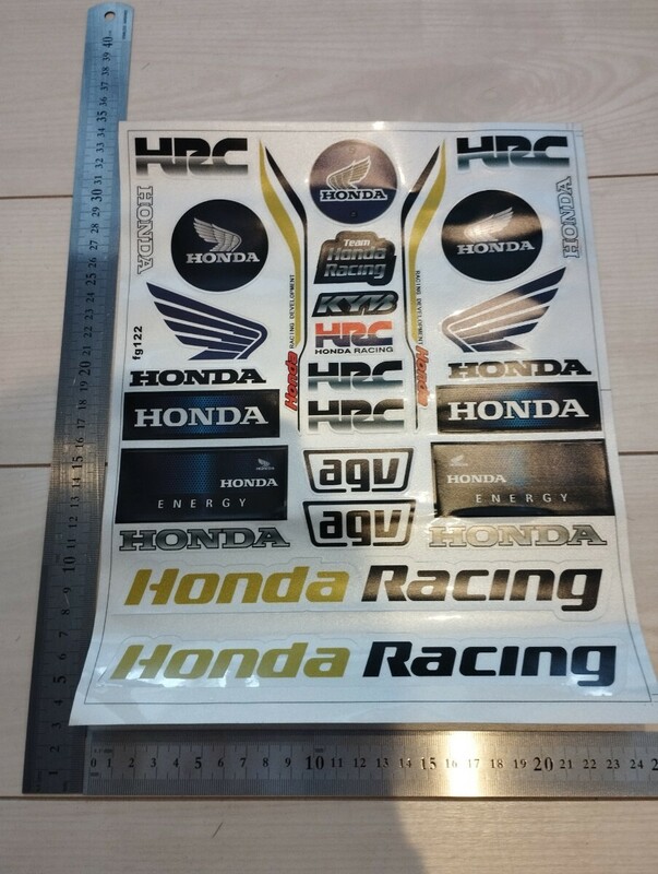 HONDAステッカー　約20枚セット（1シート分） バイクステッカー　HRC　MotoGP　ホンダステッカー　ホンダ　 AGV　ヘルメット　黒　