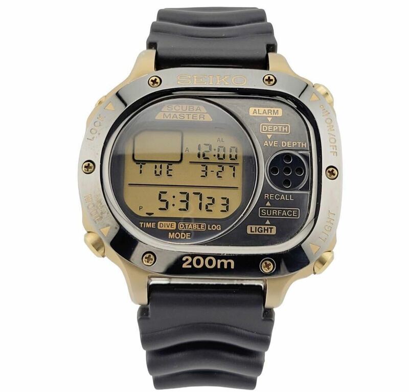 美品　SEIKO セイコー SCUBA MASTER スキューバマスター ダイブコンピューター M725-5A00 クォーツ デジタル ダイバーズ　メンズ 腕時計