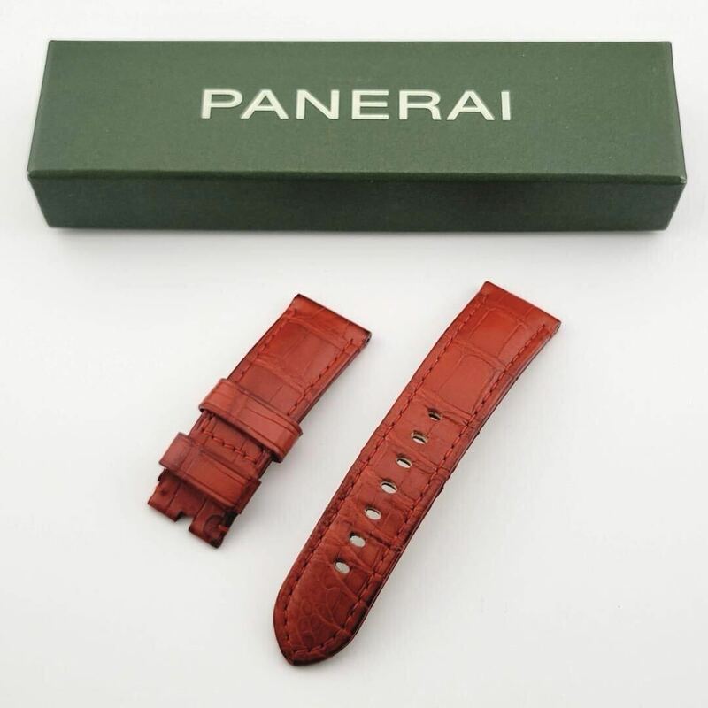 状態良好品 PANERAI パネライ 純正 24mm アリゲーター クロコベルト レッド 赤