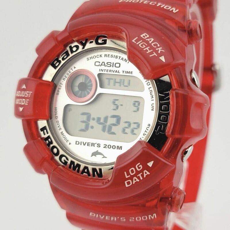 美品 CASIO Baby-G FROGMAN カシオ ベビージー フロッグマン イルクジ2003 ダイバーズウォッチ200M BGW-104K-4JR 腕時計 キャンディレッド