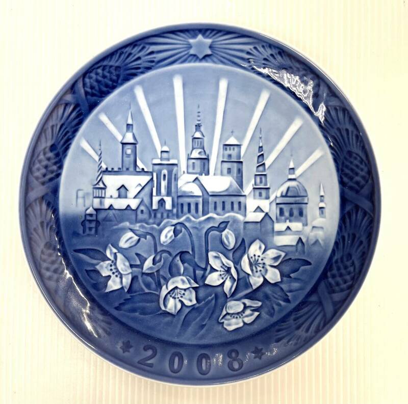 A#7009 ロイヤルコペンハーゲン　Royal Copenhagen COPENHAGEN CHRISTMAS 城 花 皿 現状品