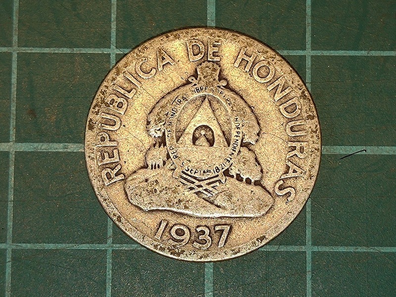 【1円スタート】ホンジュラス共和国　ホンジュラスレンピラ　50センタボス銀貨　1937年