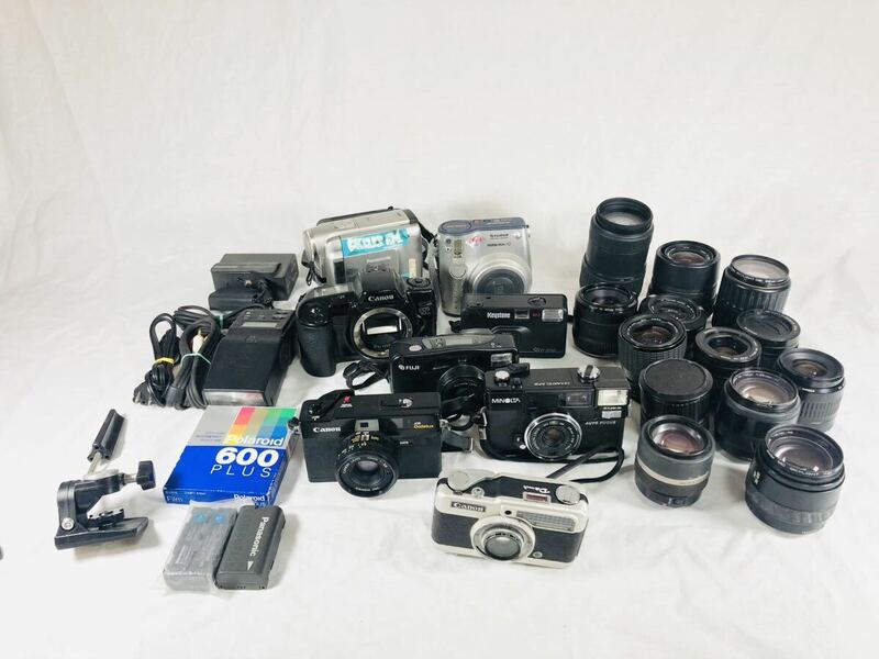 【１円スタート】カメラ、レンズ他 色々まとめ売り デジカメ フィルムカメラ AF MF 動作未確認 Canon MINOLTA TAMRON FUJIFILM 