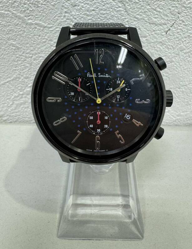 【GY-6729AR】1円~「ジャンク品」ポール・スミス クロノグラフ 腕時計 J505-T021310 不動品 ブラックカラー アナログ式 コレクション