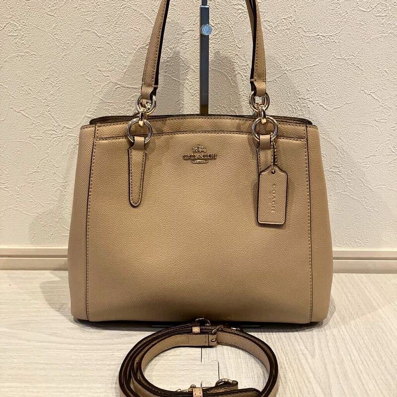 【美品】【コーチ】COACH ハンドバッグ ショルダーバッグ 2WAYバッグ レザー ベージュ F57847（20240531）