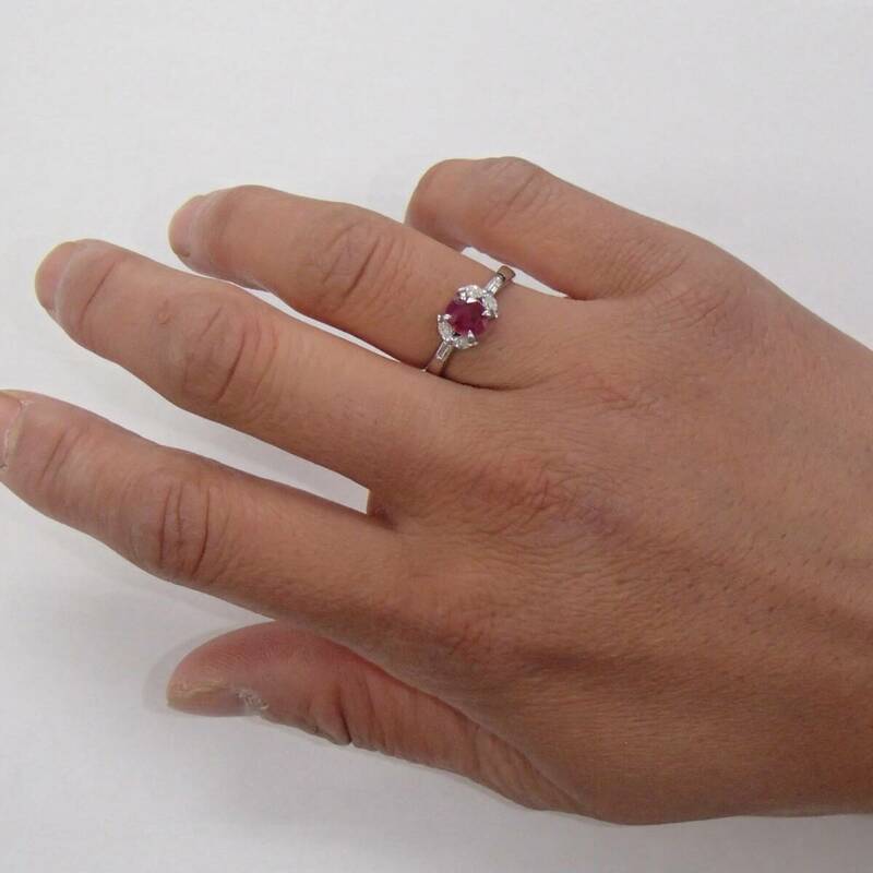 12号 Pt900 ルビー 0.54ct ダイヤ 0.21ct リング プラチナ 指輪 0.5 0.2 ダイヤモンド