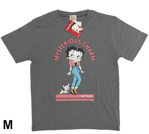 即決新品 ベティ 半袖Tシャツ 男女兼用 メンズサイズ M チャコールグレー Betty Boop 送料無料