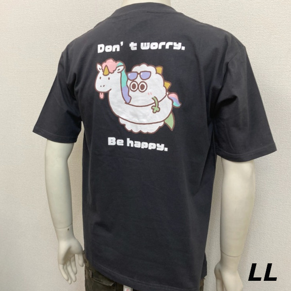 即決新品 もくもくザウルス 半袖Tシャツ LL チャコール バッグプリント 綿100％ ゆったりサイズ 送料無料