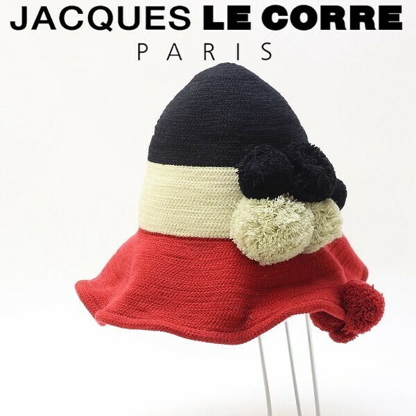 フランス製◆JACQUES LE CORRE ジャックルコー ポンポン ワイヤー入り ハット 帽子