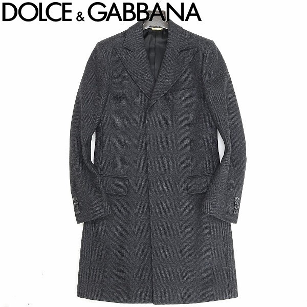 国内正規品◆DOLCE&GABBANA ドルチェ＆ガッバーナ カシミヤ混 ウール チェスター コート チャコールグレー 46