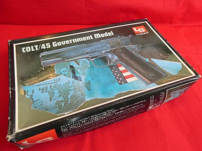希少 エルエス LS COLT / 45 government model コルト45ガバメントモデル 箱 説明書付き 完品 1/1 super scale pistol モデルガン 