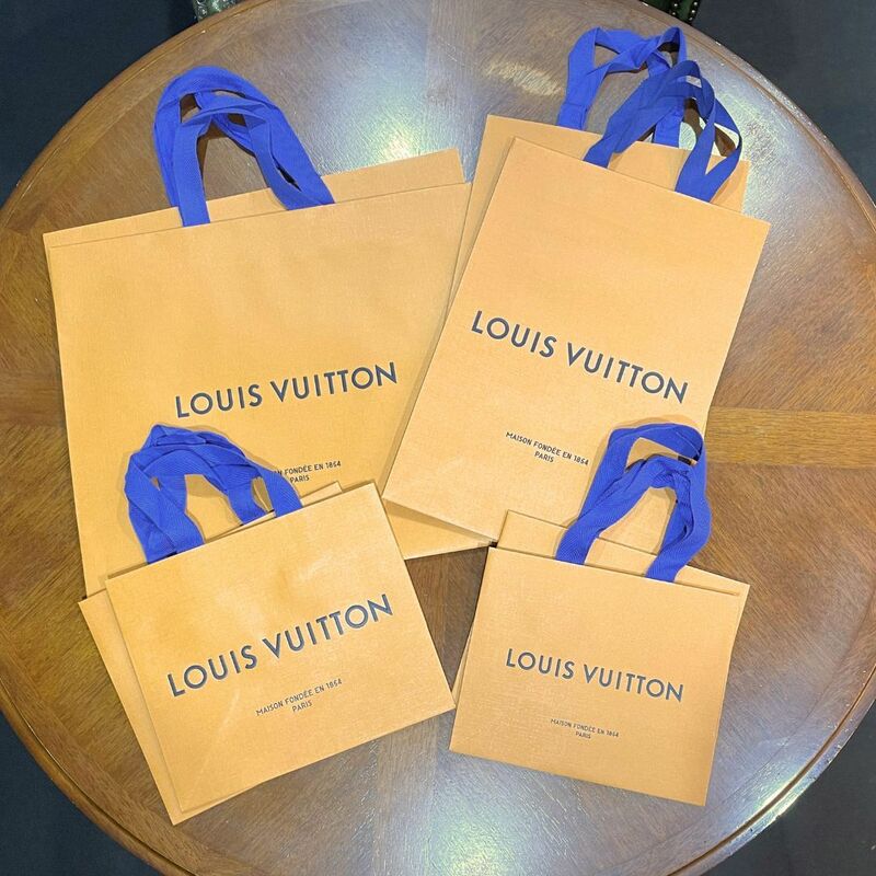 【未使用】LOUIS VUITTON ルイ ヴィトン LV オレンジ ショッパー 紙袋 手提げ袋 サイズ違い 4種類 8枚セット【送料無料】