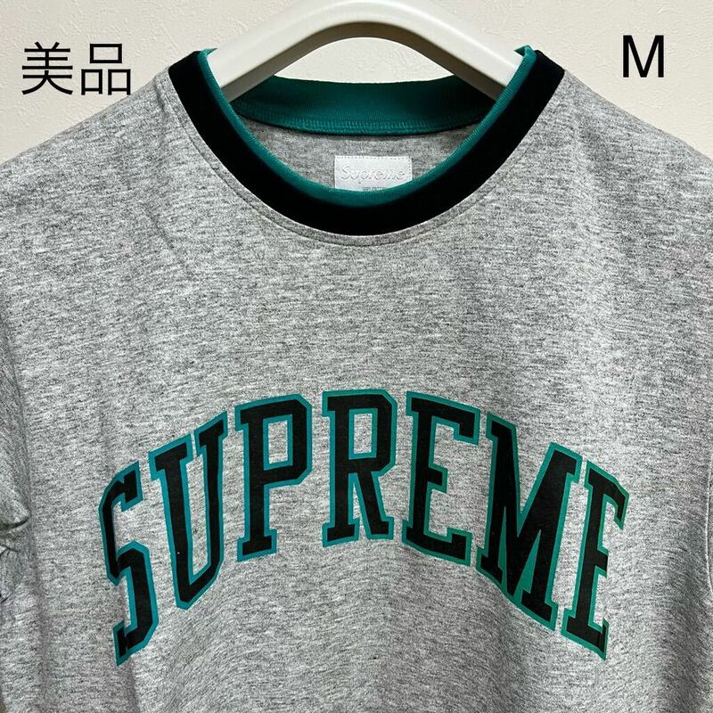 15ss Supreme Arc Logo Double Ringer Top Grey size:M 半タグ、ステッカー付き Supreme Online 購入 シュプリーム Tシャツ アーチロゴ