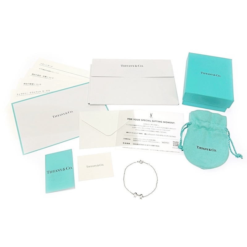 【箱付き】 TIFFANY&Co. ティファニー シルバー ダイヤモンド ダブルラビングハート ブレスレット 1.3g 925刻印 264761 ブレスレット