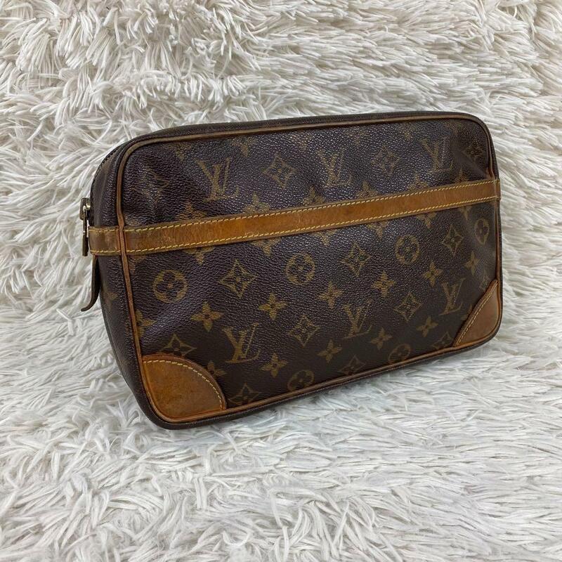 1円〜【大人気・良品】LOUIS VUITTON ルイヴィトン コンピエーニュ28　クラッチバッグ セカンドバッグ モノグラム柄 レザー