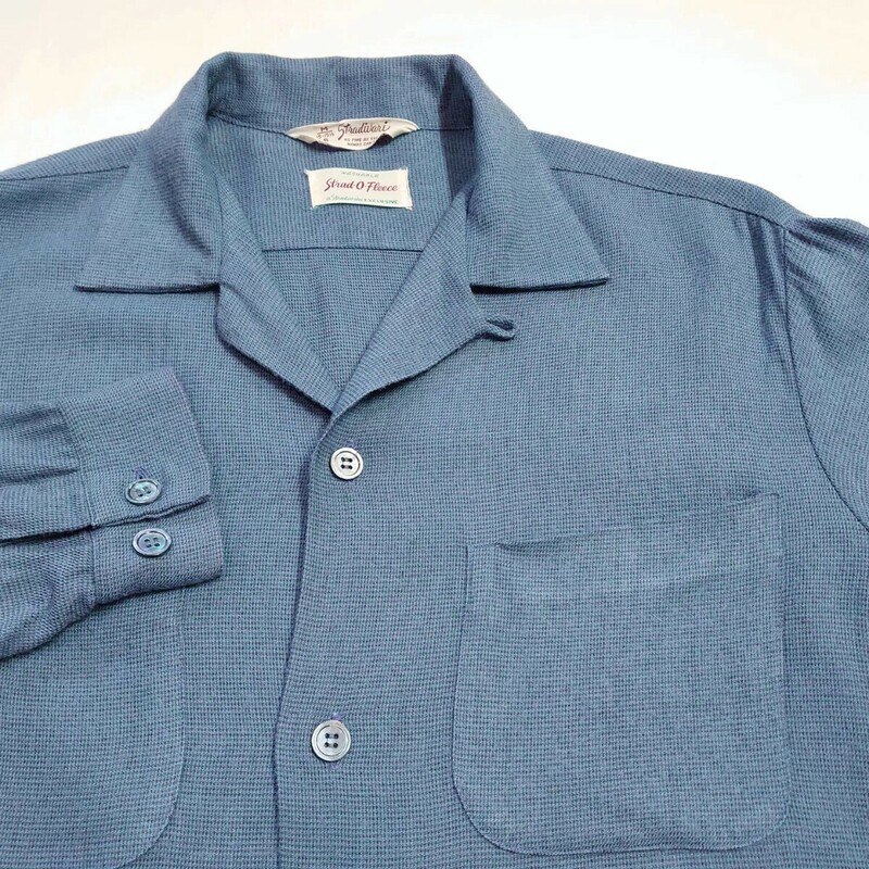 50s ピンチェック レーヨンシャツ オープンカラーシャツ ビンテージレーヨンシャツ ビンテージオープンカラーシャツ 黒青 60s