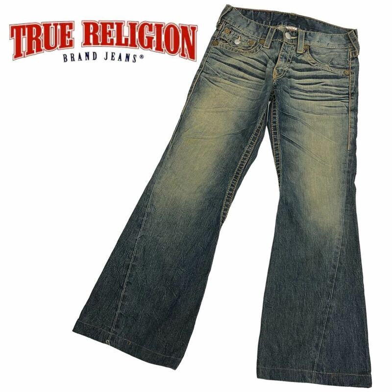 USA製 '人気モデル' TRUE RELIGION /トゥルーレリジョン メンズ ブーツカット デニムパンツ ジーンズ 古着 W34 O-2129