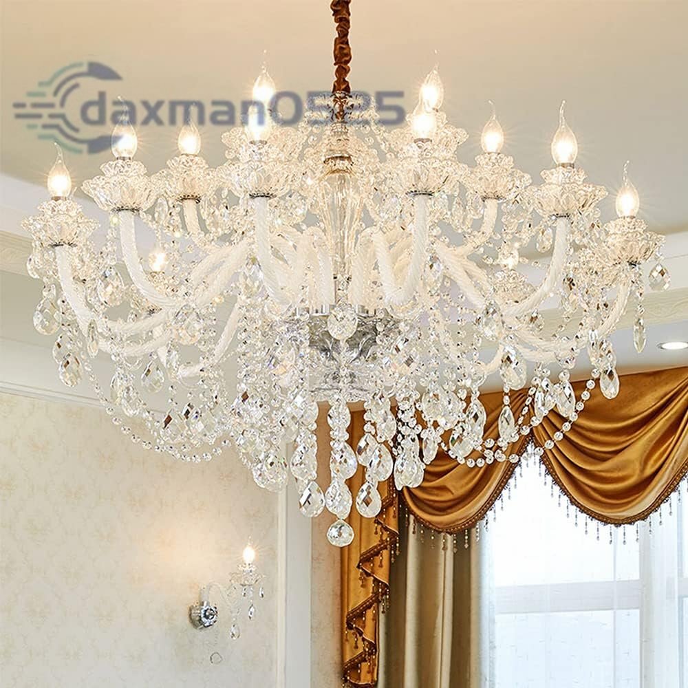 極美品★高級感溢れる シャンデリア クリスタル 天井照明 きらきら クリア 豪華リビング ダイニング 店舗照明 寝室 北欧風 15灯