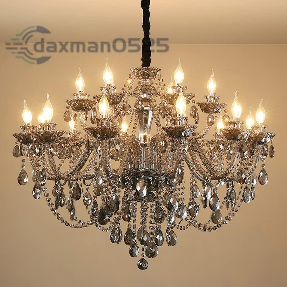 極美品★高級感溢れる シャンデリア クリスタル 天井照明 きらきら クリア 豪華リビング ダイニング 店舗照明 寝室 北欧風 15灯 （D）