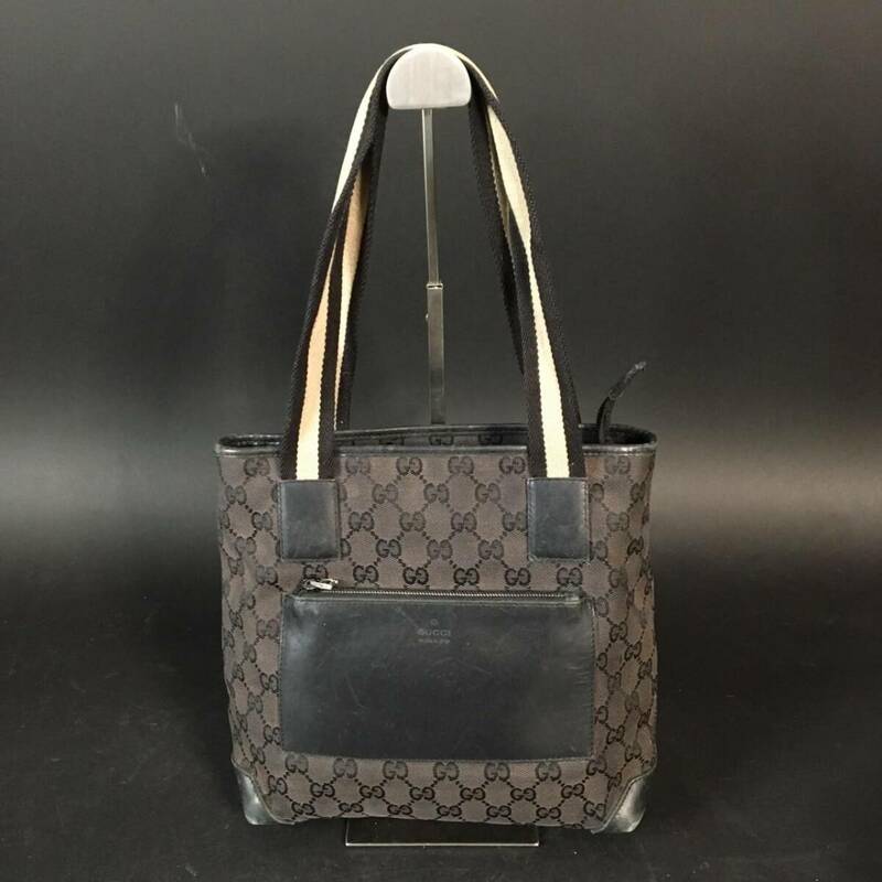 ER0328-41-3 GUCCI グッチ GG柄 キャンバス カーフ レザー 本革 ミニ トート バッグ イタリア製 ブランド 019 0402 3754 80サイズ