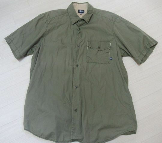 米国製 ９０S ステューシー 紺タグ ビックサイズ 半袖コットンシャツ XL
