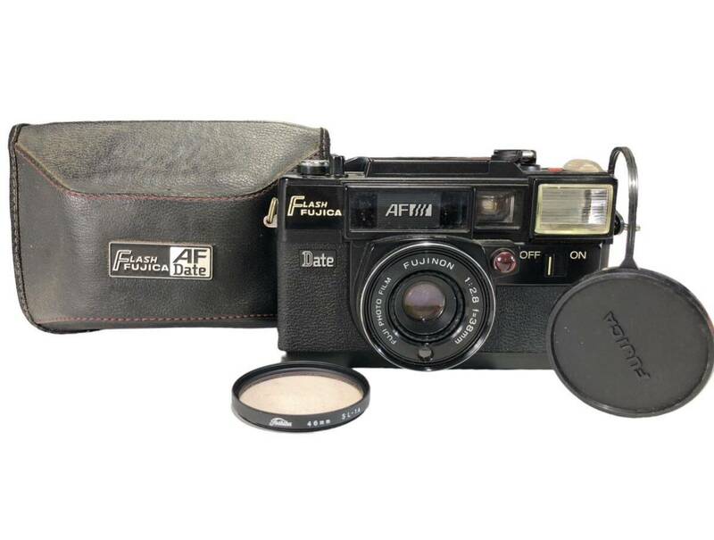 FUJICA Date コンパクトフィルムカメラ AF フジカ FLASH FUJI PHOTO FILM FUJINON 1:2.8 f＝38mm 通電◯ 現状品 撮影機器 カメラ 当時物