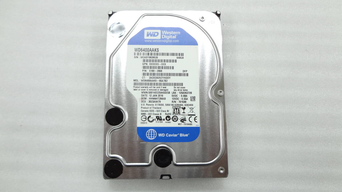 複数入荷 WD Blue WD6400AAKS 3.5インチHDD 640GB SATA 中古動作品(A2)