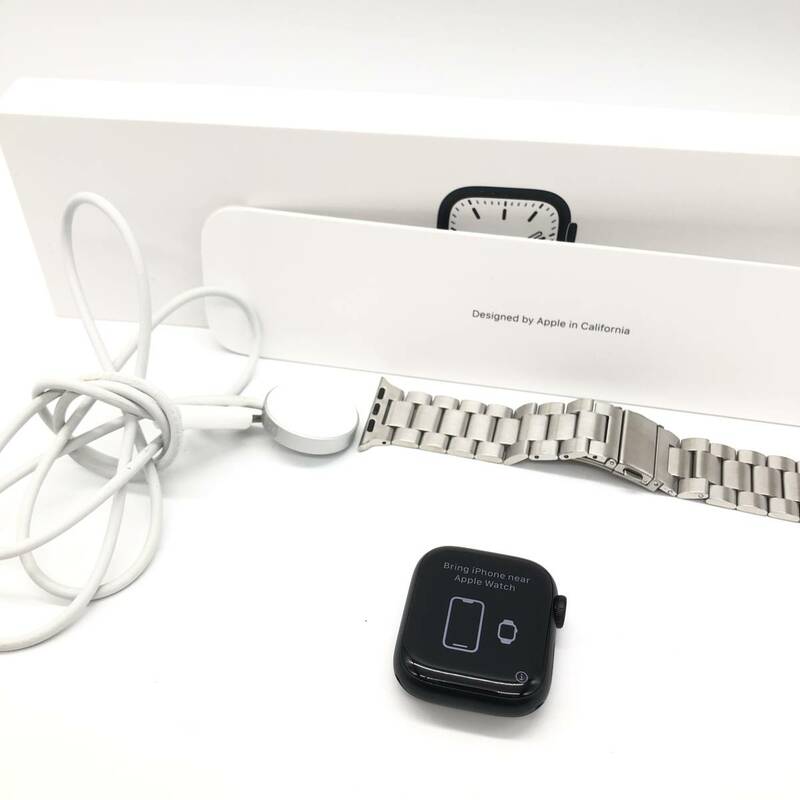 【初期化済】Apple Watch アップルウォッチ Series7 GPSモデル 41ｍｍ ミッドナイトアルミ MKMX3J/A 箱 社外ブレスバンド付