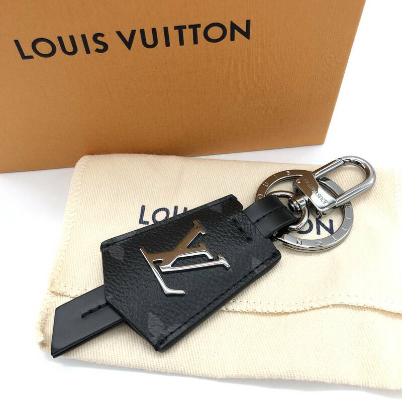 【極美品】LOUIS VUITTON M63620 キーホルダー・クロッシュ クレ モノグラム・エクリプス シルバー金具 キーリング ルイ・ヴィトン