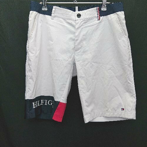 ◇ ◎ TOMMY HILFIGER トミー ヒルフィガー ブランドロゴ シンプル ゴルフハーフパンツ サイズXL ホワイト メンズ E