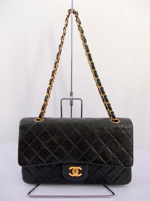 ★ シャネル CHANEL バッグ チェーン ショルダーバッグ マトラッセ ダブルフラップ ブラック 黒 ゴールド ラムスキン 中古