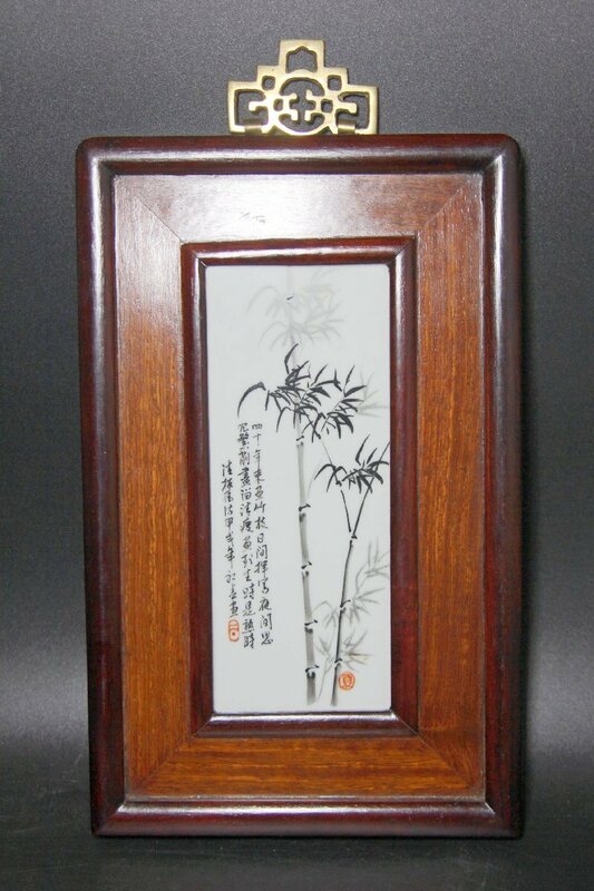 ＜聴雲＞ 陶板画 陶板額 壁掛飾り 中国古玩 骨董品 古美術品 Y1-240