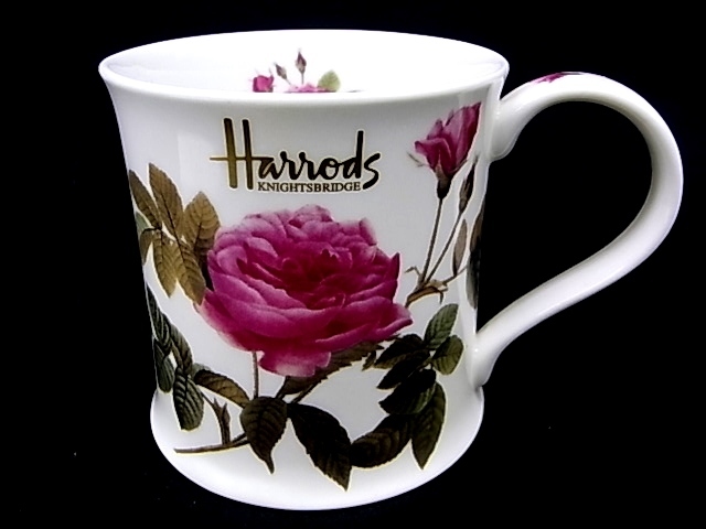 h1122 Harrods Fine Bone China ハロッズ 薔薇　ローズ　花柄　マグカップ