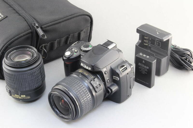 B+ (並品) Nikon ニコン D40 ダブルズームレンズ 18-55 55-200mm 初期不良返品無料 領収書発行可能