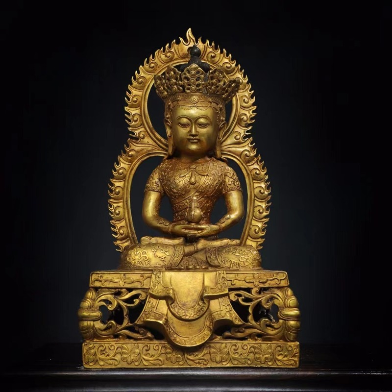 極上珍品 古銅彫 塗金 長寿仏 仏教古美術 中国古美術 古美味 蔵出
