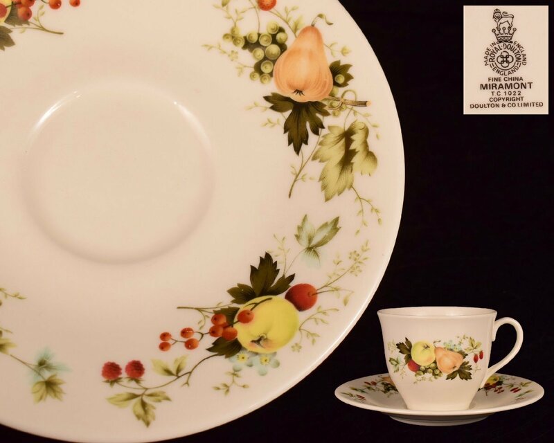 U413 【泉美】ROYAL DOULTON MIRAMONT ロイヤルドルトン フルーツ柄 カップ＆ソーサー 洋食器