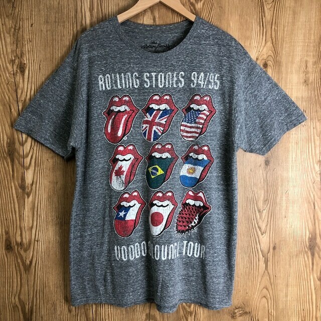 THE ROLLING STONES 霜降りグレー ロックT バンドT ツアーTシャツ メンズXL ローリングストーンズ 古着 e24051013