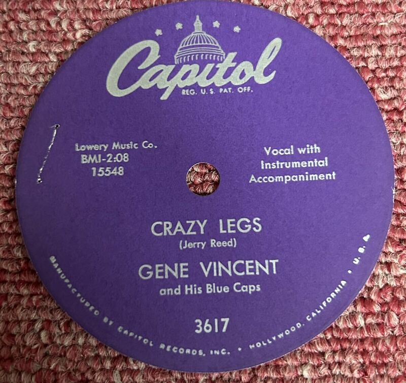 Gene Vincent・Capitol-3617・78rpm・レーベルのみ！・盤ナシ！・ロカビリー