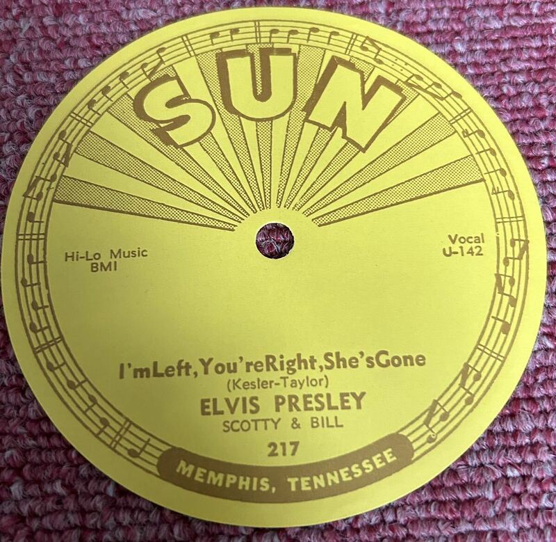 エルヴィス・Elvis・Sun-217・45rpm・レーベルのみ！・ウラ黄ばみ・ホンモノ・盤ナシ・エルヴィス・Elvis!