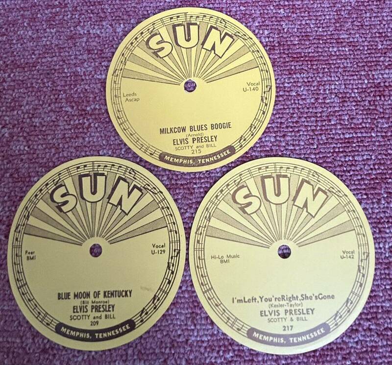 エルヴィス・Elvis・SUN-45rpm ・レーベルのみ！盤ナシ！ホンモノ！209+215+217・3枚セット！