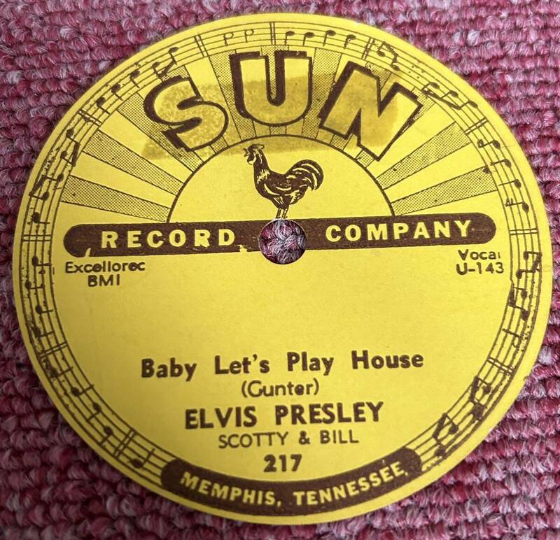 エルヴィス・Elvis・Sun217・78rpm・レーベルのみ！・ウラ黄ばみ・ホンモノ・盤ナシ・