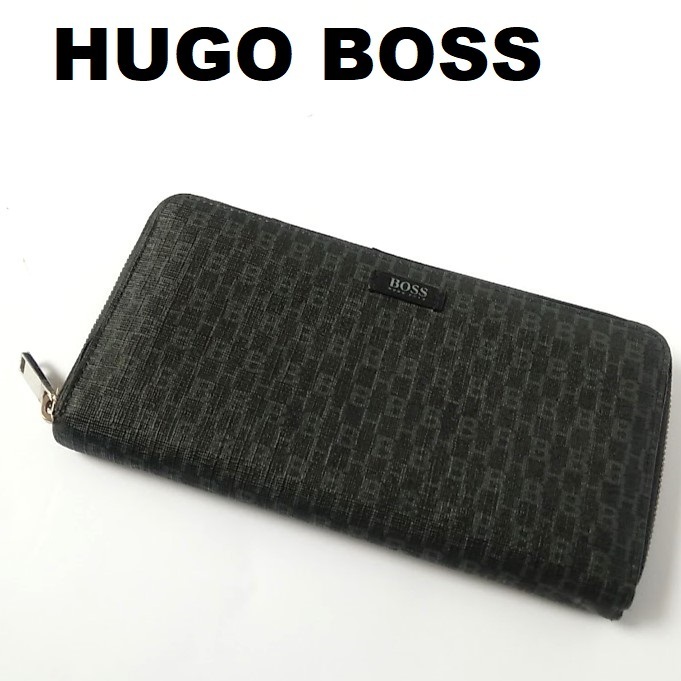 ヒューゴボスHUGO BOSS★モノグラムラウンドファスナー長財布/ウォレット