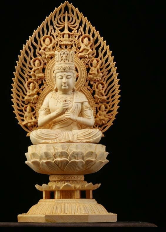 極上品☆総檜材　仏教工芸品　木彫仏教　精密彫刻　仏師で仕上げ品 大日如来座像